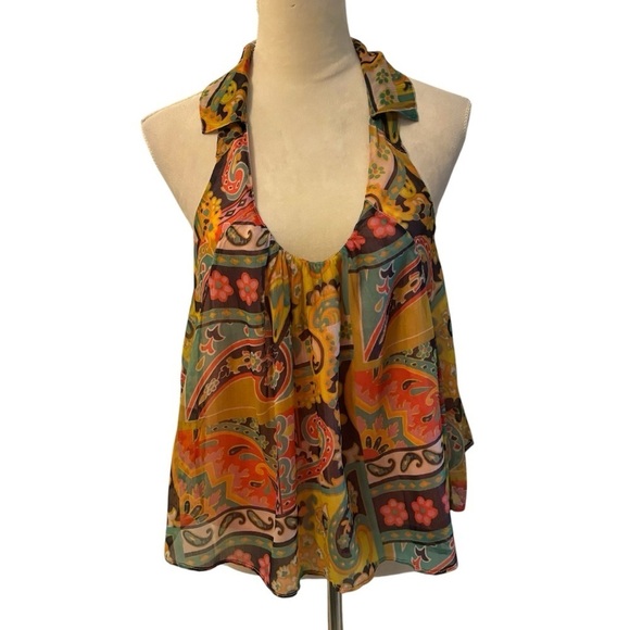 Free People Strawberry Tank Retro Combo Bohemian Halter Flowy Lightweight XS - Picture 1 of 9
